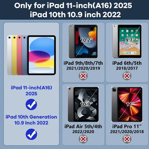 Vista 2 de Azzsy Funda para iPad 10.ª generación de 10.9 pulgadas, 2022, soporte integrado para lápiz Apple, funda protectora resistente a prueba de golpes