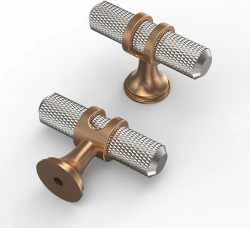 Vista 25 de Asidrama - Paquete de 10 manijas para gabinete de cocina de 3 pulgadas (76mm) de color negro mate y bronce champán, tiradores para gabinete