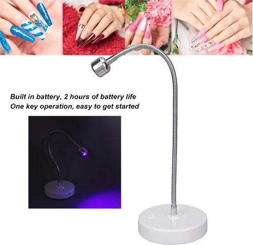 Vista 3 de Lámpara de uñas LED UV, secadora de uñas profesional USB de 3 W con cuello de cisne giratorio de 360°, lámpara de curado de esmalte de uñas de gel