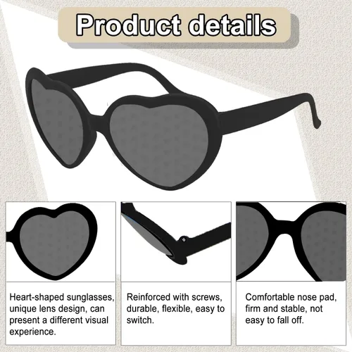 Vista 3 de Los lentes de difracción en forma de corazón para mujer, los lentes de sol con efecto de corazón son perfectos para accesorios del día de San