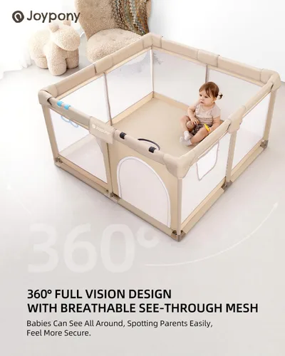 Vista 5 de Joypony Corralito para bebés, corralito pequeño de 50 x 50 pulgadas para bebés y niños pequeños, corralito para niños con puerta, patio