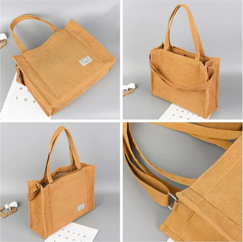 Vista 4 de Valleycomfy Bolsos de mano de pana casuales vintage para mujer, bolso cruzado para mujer, bolso de hombro de viaje, bolso ecológico