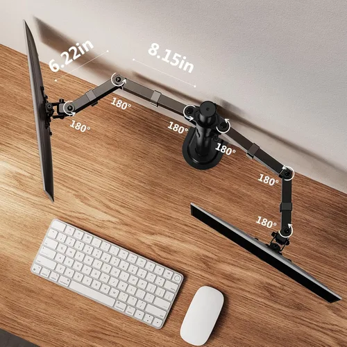 Vista 6 de ErGear - Soporte para dos monitores, resistente y ajustable, montaje de escritorio para monitores de hasta 32 pulgadas, altura totalmente ajustable
