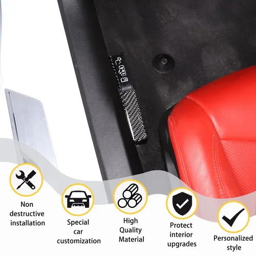 Vista 4 de Adhesivo de interruptor de cerradura de puerta de emergencia de fibra de carbono 3D suave Compatible con Corvette C8 Stingray Z06 Z51 2020 2021 2022