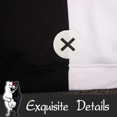 Vista 5 de Coslover - Sudadera unisex con capucha y cremallera, diseño de oso blanco y negro.