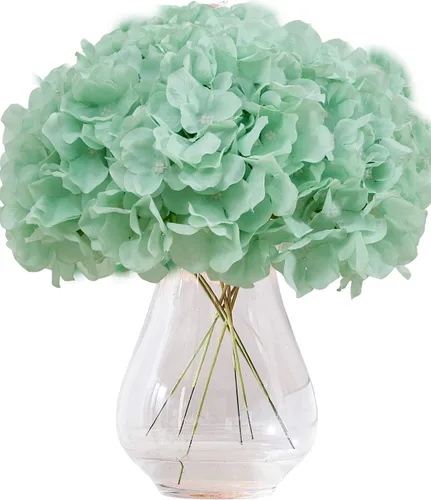 Vista 66 de Flores de hortensias artificiales rosa polvoriento, 10 cabezas de flores de seda de hortensia falsas para centros de mesa de boda, ramos de 10
