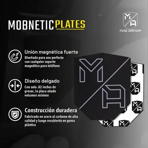 Vista 3 de Mob Armor MobNetic - Placas (2 unidades), compatibles con soporte magnético Mob para automóvil, placas de montaje universales para teléfonos