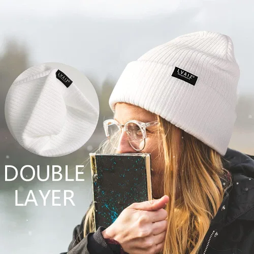 Vista 7 de Gorro de punto de invierno con puños para mujer gorro de reloj suave tejido clásico elástico cálido para hombre