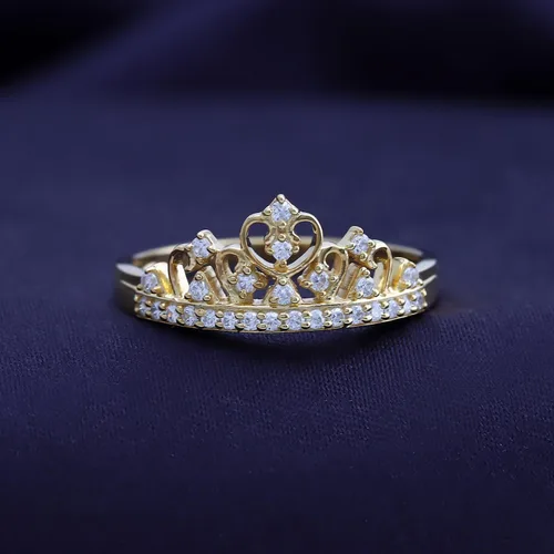 Vista 3 de AFFY Circonita cúbica blanca de corte redondo, moissanita creada, diamante cultivado en laboratorio o diamante natural corona de princesa anillo