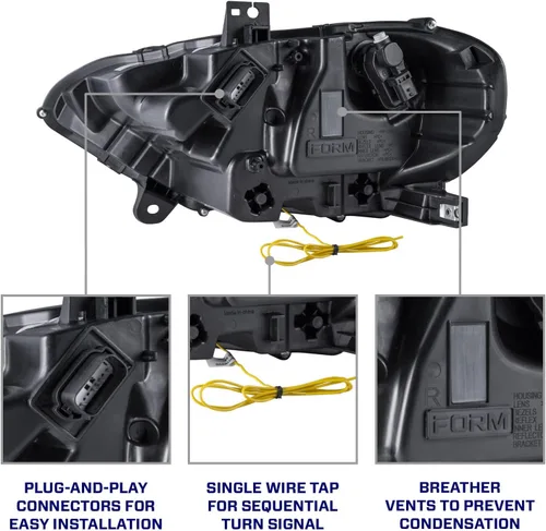 Vista 6 de Form Lighting – Faros delanteros secuenciales LED compatibles con Ford Mustang 2018-2023 (par)