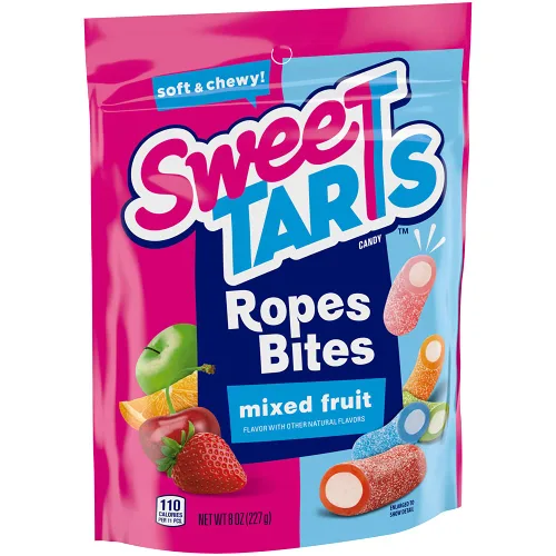 Vista 4 de SweeTARTS Rope Bites Candy, frutas mixtas, bolsa resellable de 8 onzas (paquete de 3)