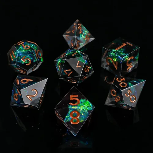 Vista 19 de DND - Juego de dados de borde afilado, 7 piezas de dados poliédricos DND con exquisito embalaje de caja de hoja, ideal para juegos de rol