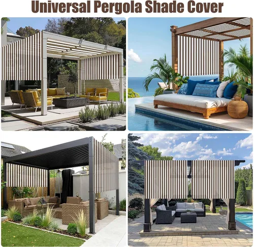 Vista 4 de Panel de toldo de repuesto para pérgola de 6 x 17 pies con bolsillo para barra al aire libre