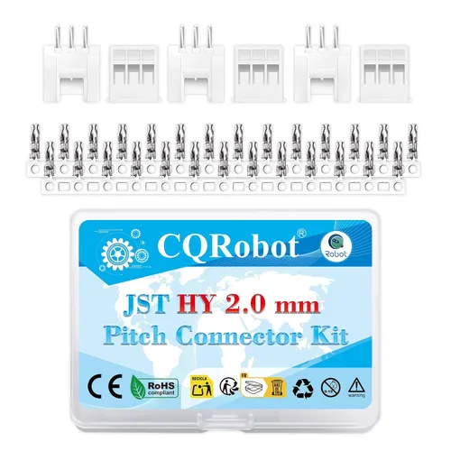 Vista 52 de CQRobot JST EL 4.5 mm de paso 2 pines conector electrónico IC macho, enchufes hembra carcasa y kit de terminales de crimpado en T macho/hembra. 50