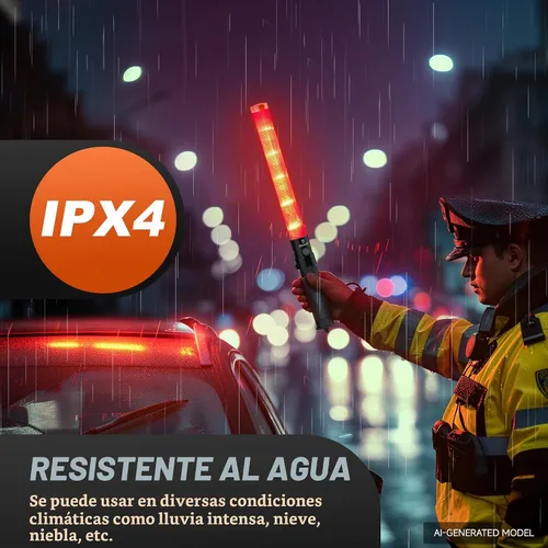 Vista 3 de Paquete de 10 varitas de señal de tráfico de 16 pulgadas, varita de control de tráfico LED roja con 3 modos de parpadeo, bastón de seguridad