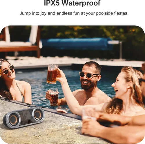 Vista 7 de DOSS SoundBox Pro+ P400 Altavoz Bluetooth, sonido estéreo fuerte de 50 W, graves profundos, tiempo de reproducción de 26 horas, luces espejo