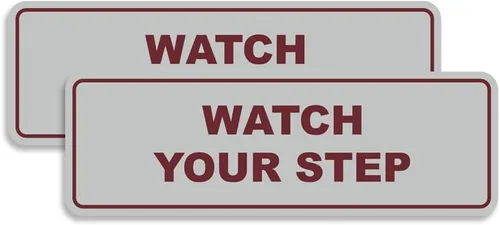 Vista 25 de Signs ByLITA Letrero estándar para pared o puerta con texto en inglés «Watch Your Step», señalización de salud y seguridad (negro), mediano
