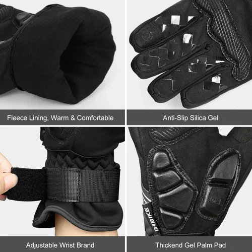 Vista 5 de INBIKE Guantes de ciclismo para hombres invierno a prueba de viento reflexivo almohadillas de gel térmico pantalla táctil