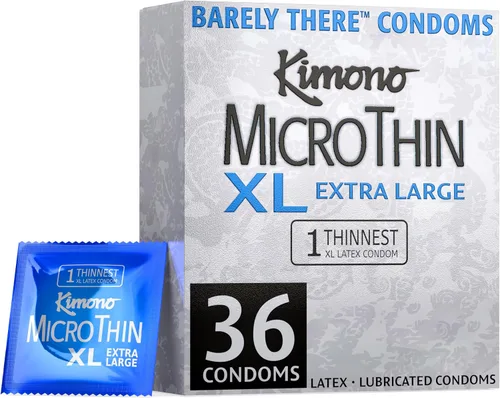 Vista 8 de Kimono MicroThin XL - Paquete de 12 preservativos lubricados ultrafinos, látex natural, aptos para veganos, sin olor a látex, extra finos, base más