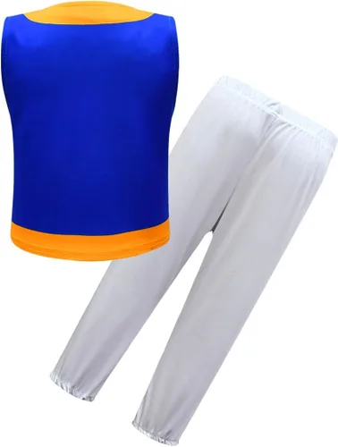 Vista 2 de Conjunto de ropa de chaleco azul y pantalones blancos, 2 piezas, traje de Halloween para niños