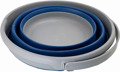 Vista 2 de SAMMART Cubo de plástico plegable de 10 L (2.6 galones), bañera redonda plegable con asa, cubo de pesca portátil, cubo de agua, ahorro desplegable