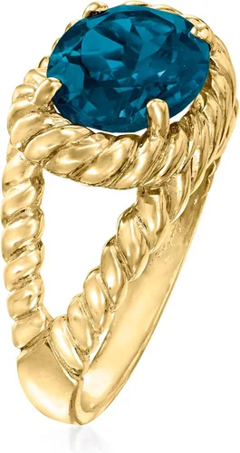 Vista 3 de Ross-Simons Anillo de oro de 18 quilates con topacio azul de Londres de 4,20 quilates sobre plata de ley