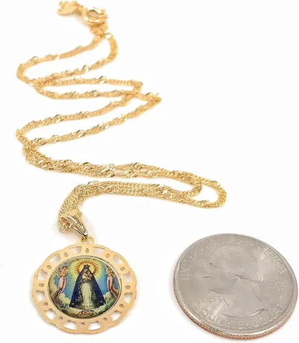 Vista 9 de SIFRIMANIA Cadena de medalla religiosa católica chapada en oro para niños y mujeres