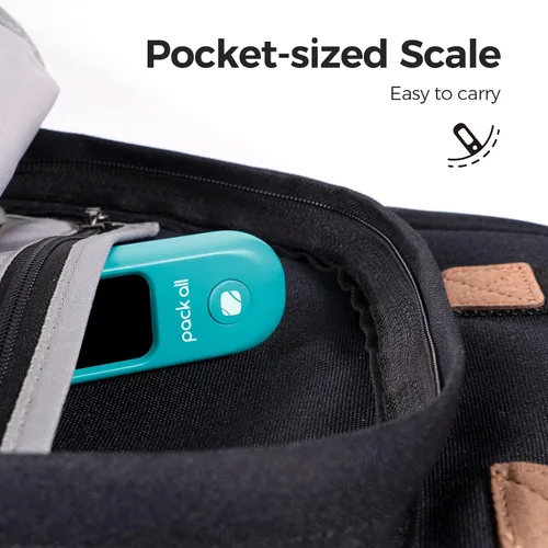 Vista 7 de pack all Báscula de equipaje de 110 libras, báscula digital de equipaje de mano, báscula de peso para maleta de viaje con pantalla LCD, batería
