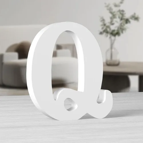 Vista 16 de AOCEAN Letras de madera grandes blancas de 10 pulgadas, letras de madera sin terminar para decoración de pared, letras decorativas de pie