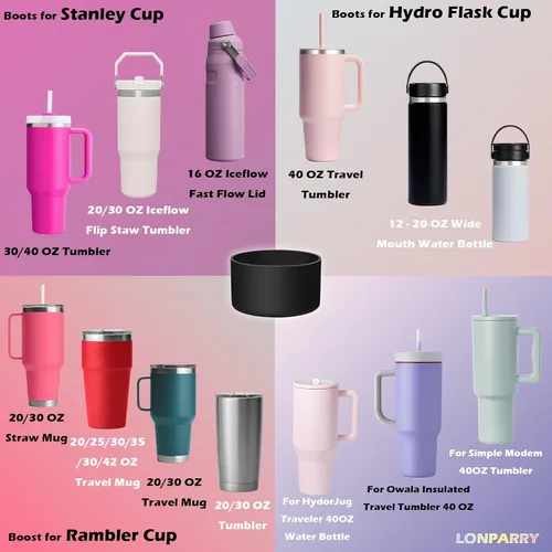 Vista 4 de LONPARRY 4-Pack Silicone Boot for Stanley 40 30OZ Cups, Boots for Stanley Cup 30 40oz Accessories,Non-Slip Rubber Bottom Protector Cover,Noise