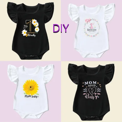 Vista 5 de Ropa de algodón de calidad con mangas con volantes para bebé niña