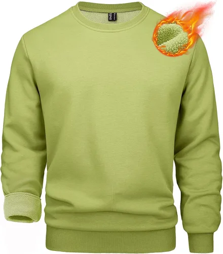 Vista 14 de MAGCOMSEN Sudadera de cuello redondo para hombre de manga larga casual cálida de forro polar