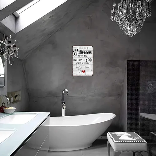 Vista 4 de Crazysign Letrero Gracioso y Sarcástico para Decoración de Baño, Letrero de Inodoro con Texto «This Is A Bathroom Not An Internet Cafe Quotes», Arte