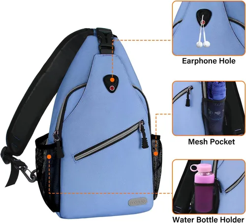 Vista 3 de Mosiso - Mochila bandolera multiusos, para viajes, senderismo, etc. Sling Backpack for Casual Travel Hiking