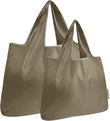 Vista 17 de allydrew Bolsas de comestibles reutilizables de nailon plegables grandes y pequeñas, juego de 2