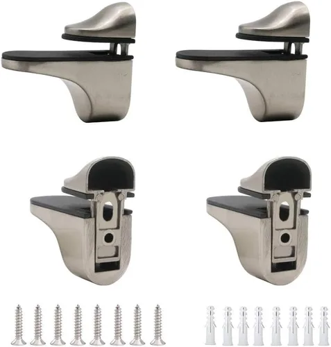 Vista 15 de Soporte de pared ajustable para estante de madera/vidrio, negro, paquete de 2