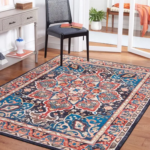 Vista 19 de SAFAVIEH Riviera Collection - Alfombra lavable de 2 pies 2 pulgadas x 9 pies, beige y carbón, antideslizante y fácil de limpiar, ideal para sala