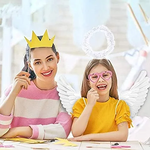 Vista 4 de Alas de ángel y halo para adultos alas de ángel blancas para niños disfraz de fiesta para niños regalo de Halloween y Navidad