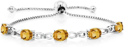 Vista 63 de Gem Stone King Pulsera de tenis de diamantes cultivados en laboratorio con piedra natal de 3-6 quilates para mujer, plata de ley 925, ovalada