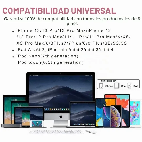 Vista 7 de Cargador de iPhone de 90 grados, cable Lightning USB certificado MFi (paquete de 3 unidades de 6 pies) Cargador de nailon trenzado para iPhone