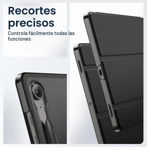 Vista 6 de JETech - Funda para Samsung Galaxy Tab S10 Lite/S10 FE/S9 FE 10.9", color negro Parte trasera translúcida delgada, soporte de tres pliegues