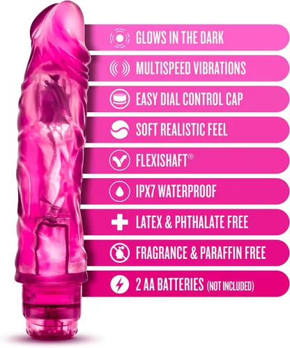 Vista 2 de Blush Glow Dicks The Drop - Consolador vibrador realista de 9 pulgadas para mujeres y parejas, juguete sexual que brilla en la oscuridad