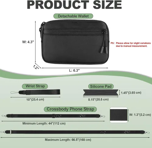 Vista 3 de YFWE Correa de clip and go para teléfono con cartera cruzada, cordón ajustable para teléfono con cartera RFID desmontable, correa universal