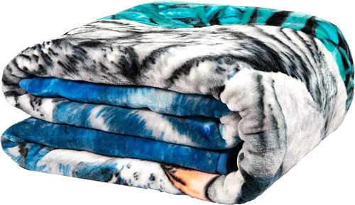 Vista 3 de Signature Collection 12 White Tigers - Manta de visón oculto tamaño Queen