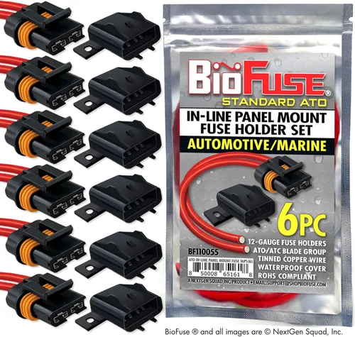 Vista 3 de Portafusibles impermeable ATO 12-AWG estándar para montaje en panel en línea, para uso automotriz y marino. Grupo de cuchillas: ATOF, ATC, ATS, APR