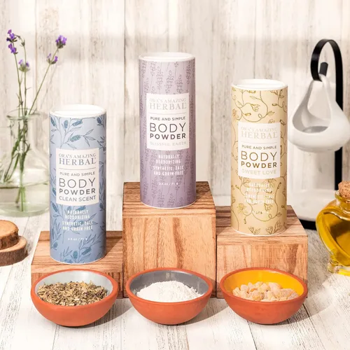 Vista 7 de Polvo corporal natural Ora's Amazing Herbal sin talco para mujeres, paquete variado con aceites esenciales, sin talco ni maíz, sin granos, polvo