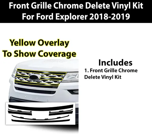 Vista 6 de BOGAR TECH DESIGNS Superposición Frontal de Eliminación de Cromo Compatible con Ford Explorer 2018-2019, Negro Brillante