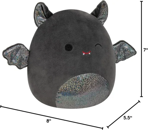 Vista 10 de Squishmallows Original Emily el Murciélago de 8 pulgadas con orejas y barriga brillantes - Peluche ultrasuave de tamaño mediano oficial de Jazwares