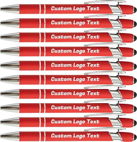 Vista 16 de Bolígrafos personalizados con nombre, texto, logotipo, bolígrafo personalizado para eventos de oficina de negocios con lápiz óptico para pantalla