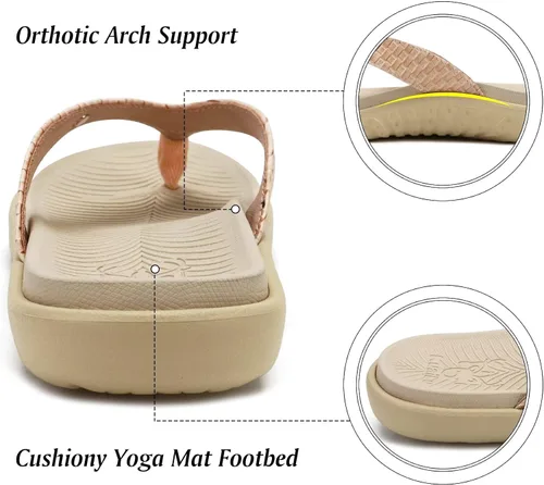 Vista 3 de KuaiLu - Sandalias para mujer, cómodas, buenas para fascitis plantar, buen soporte del arco, estilo pata de gallo, para interior o exterior en verano